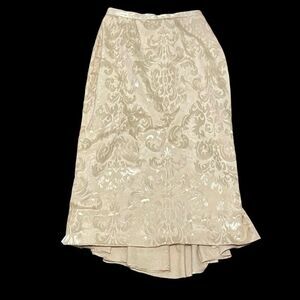 NWT Vintage Dead-stock Jessica McClintock MIDI Skirt Cream Pleated Back Size 12